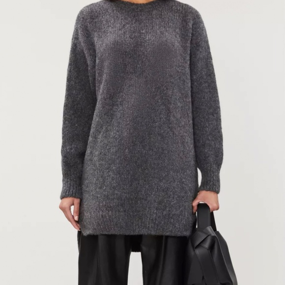 ANINE BING - NWT Gray "Kyle" Alpaca Blend Long Sleeve Sweater Dress, Size M - Picture 1 of 7